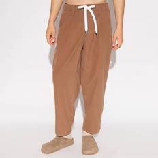 Emporio Armani Beige Trousers Emporio Armani Camel Drawstring Cotton Blend Trousers - Beige