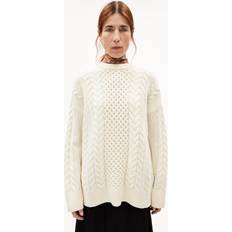 Kasjmier - Vrouw Truien Armedangels Berfinaa Cable Wool Jumper - Sand/White