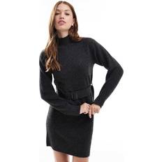 Clothing New Look Belted Knitted Mini Dress - Grey