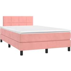 vidaXL Ramsäng Med Madrass Rosa LED 120x200 cm Sammet Kontinentalsäng