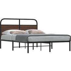 vidaXL 140x190 cm Uden Madras Konstrueret Træ Brunt Eg Sengeramme