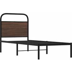 Stål Sängramar vidaXL Utan Madrass Brun Ek 80x200 cm Sängram
