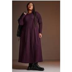 Yours Textured Flared Maxi Dress - Purple