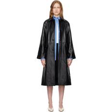 Toteme Raglan Sleeve Leather Coat - Black