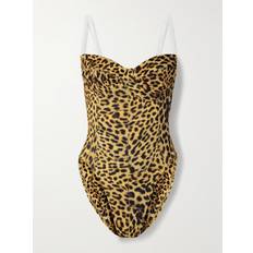 Brown - Women Swimsuits Norma Kamali Mio Strapless Leopard-print Swimsuit - Animal Print