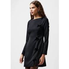 Korte kjoler - Satin French Connection Fenix Satin Bow Ls Dress - Black