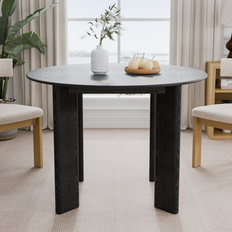 Ebern Designs Black Dining Tables Ebern Designs Round Wood 30 x 42 x 42 in Dining Table