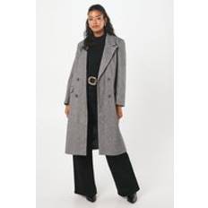 Dorothy Perkins Petite Herringbone Wool Smart Coat - Charcoal