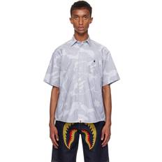 A Bathing Ape Shirts A Bathing Ape Solid Camo Stripe Relaxed Fit Shirt - Gray