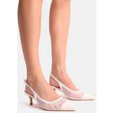 Public Desire 40 ½ Pumps Public Desire Mesh Detail Slingback Mid Court Heels - White