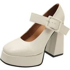 Kijblae Gothic Platform Mary Jane Shoes - White