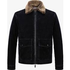 MooRER Faux Fur Shearling Jacket - Dark Blue