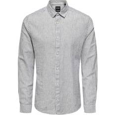 Only & Sons Skjorta Onscaiden LS Stripe Linen Shirt Marinblå