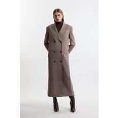 Purple Coats Karen Millen Wool Blend Tailored Double Breasted Long Line Coat - Plum