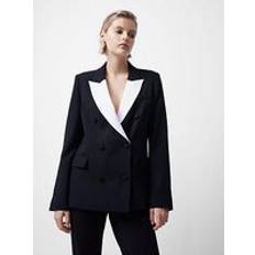 Viscosa Blazers French Connection Double Breasted Blazer - Blackout/Classic Cream