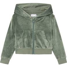 Grøn Trøjer Name It Velour Cardigan - Dark Forest
