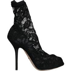 Dolce & Gabbana Kängor & Boots Dolce & Gabbana Läder Spets Stretch Hälstövlar Svart