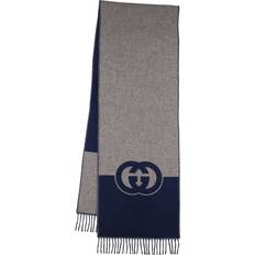 Gucci Men Scarfs Gucci Wool Cashmere Scarf - Blue