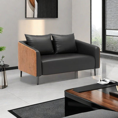 Brown - Corner Sofas Hokku Designs Quyen Brown Faux Leather Sofas 31.5 H X 57.1 W X 31.5 D Sofa 31.5"