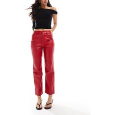 Red - Women Trousers Never Fully Dressed Deep Vegan Leather Trousers - Red