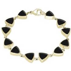 Donna - Oro Bracciali C. W. Sellors Whitby Jet Curved Triangle Bracelet - Yellow Gold