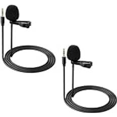 Neewer 2-pack Lavalier Lapel mikrofon kompatibel med Rode Wireless GO II Wireless Pro DJI trådlös mikrofon, 3,5 mm TRS rundstrålande kondensor trådbunden klämma på Lav Mic för YouTube Live Stream, CM5