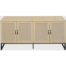 Rattan Sideboards Ebern Designs Rattan 4-Door Buffet Storage Cabinet Sideboard