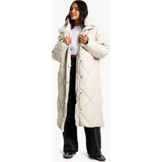 Boohoo Down Coats & Padded Coats boohoo Premium Faux Fur Trim Quilted Maxi Parka - White