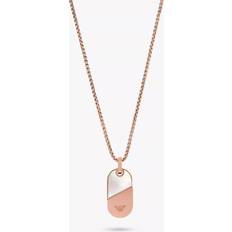 Stainless Steel - Women Necklaces Emporio Armani Mother of Pearl Dog Tag Necklace - Rose Gold