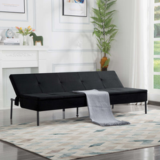 Ebern Designs Black Sofas Ebern Designs Futon Polyester Black Sofas Sofa