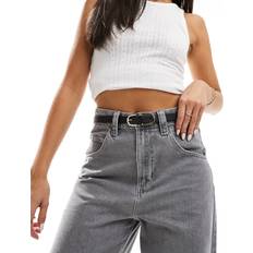 Adult Belts Pieces Leather Look Double Buckle Belt - Black