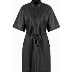 Leather Dresses Emporio Armani Leather Belted Dress - Black