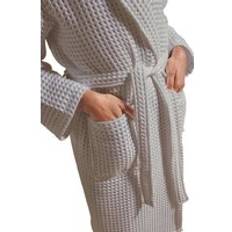 Christy Waffle 100% Turkish Cotton Kimono Bathrobe - Grey