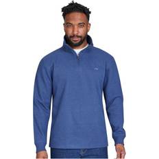 Denim - Men Jumpers Classic French Rib Quarter Zip Jumper - Mid Blue