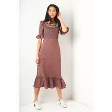 Wyse Lola Gingham Ruffle Dress - Red
