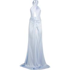 LaPointe Halterneck Twist-Detail Gown - Blue