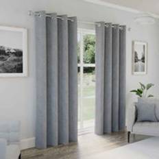 Grey - Linen Curtains Austin Grey Eyelet Blackout Curtains 46 x 90 Inch 117x182.9cm