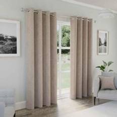 Grey - Linen Curtains Austin Natural Eyelet Blackout Curtains 46 x 90 Inch 117x182.9cm