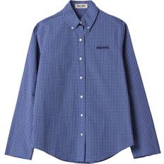 Man - Turquoise Shirts Miu Miu Check Shirt - Turquoise