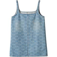 Miu Miu Denim Logo Print Mini Dress - Turquoise