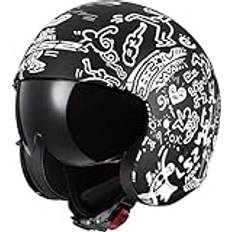 Open Faces Motorcycle Helmets LS2 OF599 Spitfire II Tribal Jet Helmet, black-white, for Men