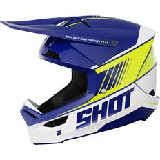 Motocross Helmets Motorcycle Helmets Shot Furious Peak Motocross Helmet, white-blue-yellow, for Men