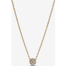 Femme Colliers Pandora Round Pavé Halo Pendant Necklace - 14k Gold Plating/Cubic Zirconia