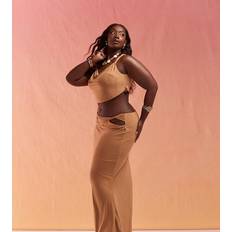 ASOS Skirts ASOS Curve Co-Ord Slinky Cut Maxi Skirt - Sand/Neutral