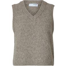 Selected Femme Klassisk Strik Vest - Irish Cream/Melange