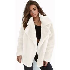 Down Coats & Padded Coats - White Maxpower Faux Fur Elegant Brown Shaggy Coat - White