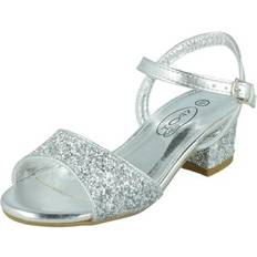 Silver Sandals Spot On Girls Block Heel Sandals