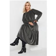 Clothing Yours Curve Tiered Midi Dress - Silver