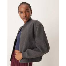 Clothing New Look Front Zip Bomber Jacket - Dark Grey