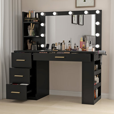 Mercer41 Makeup Vanity Desk Black Dressing Table